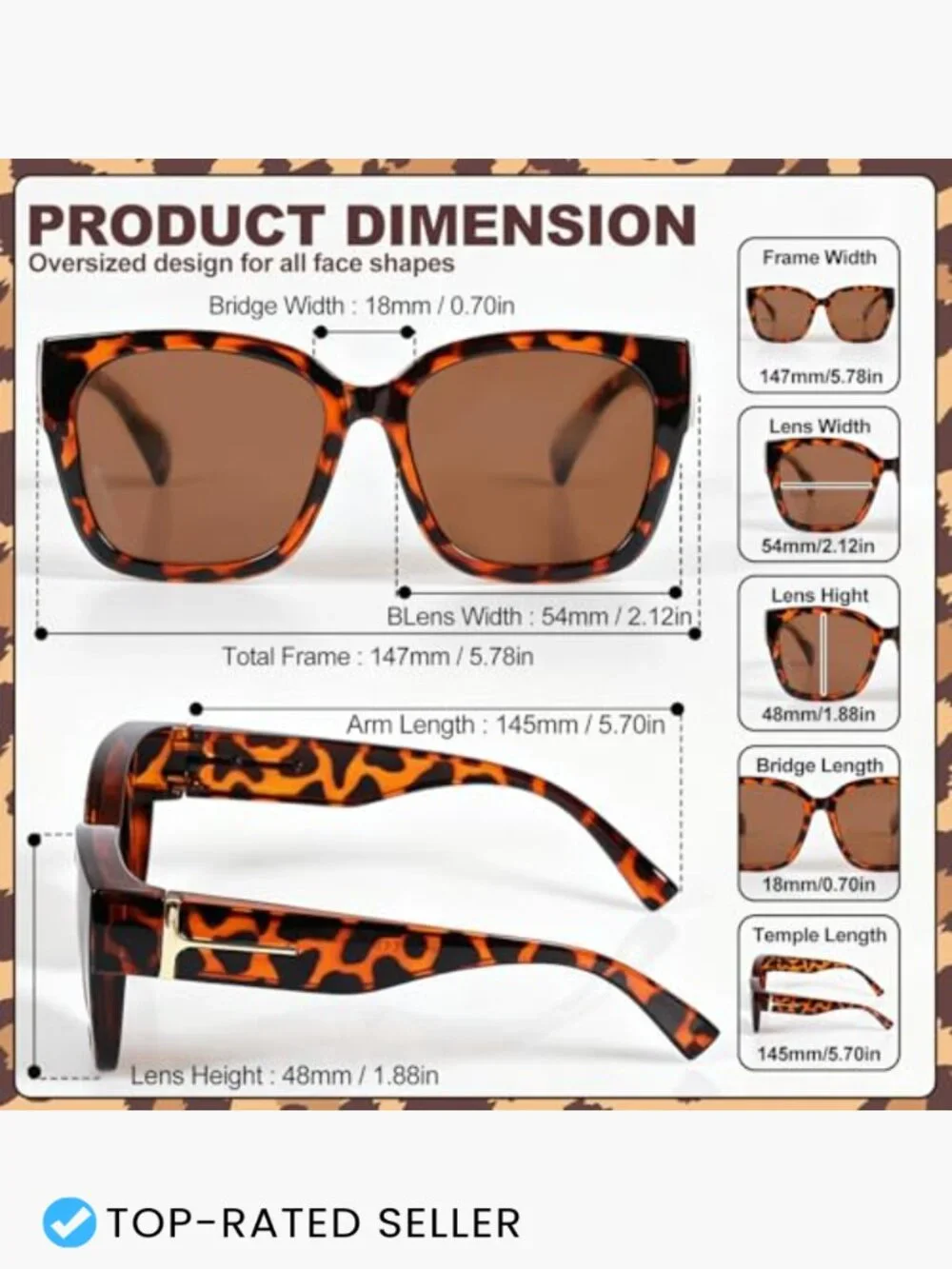 3 Pack Polarized Fit Over Sunglasses Unisex UV400 Protection Oversized Square